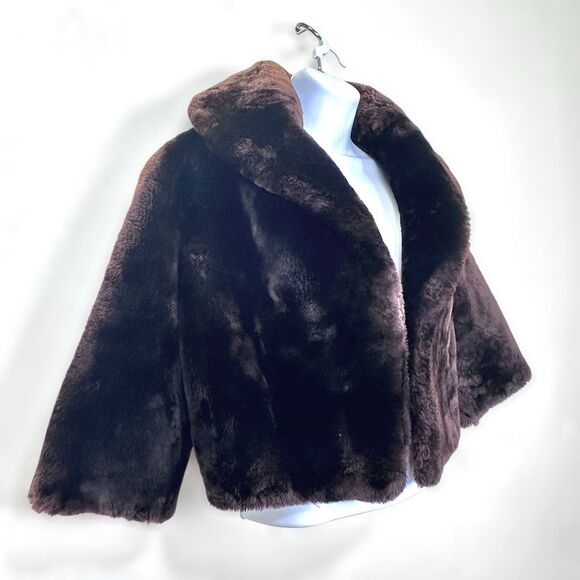 Hammel's Beaver Fur Coat Womens M Brown VTG Crop Luxury Glam Old Money Mob Wife - Picture 3 of 10